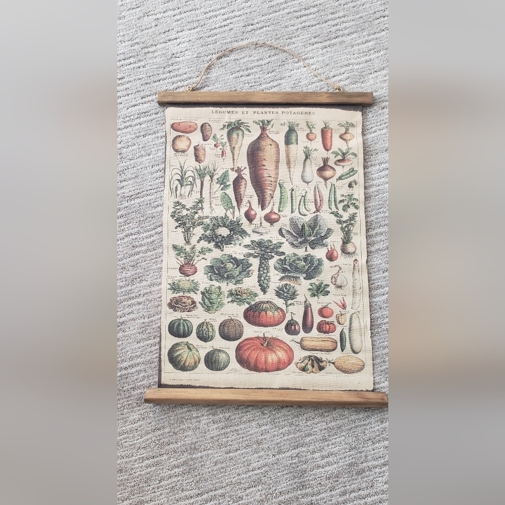 Vintage style vegetable poster hanger